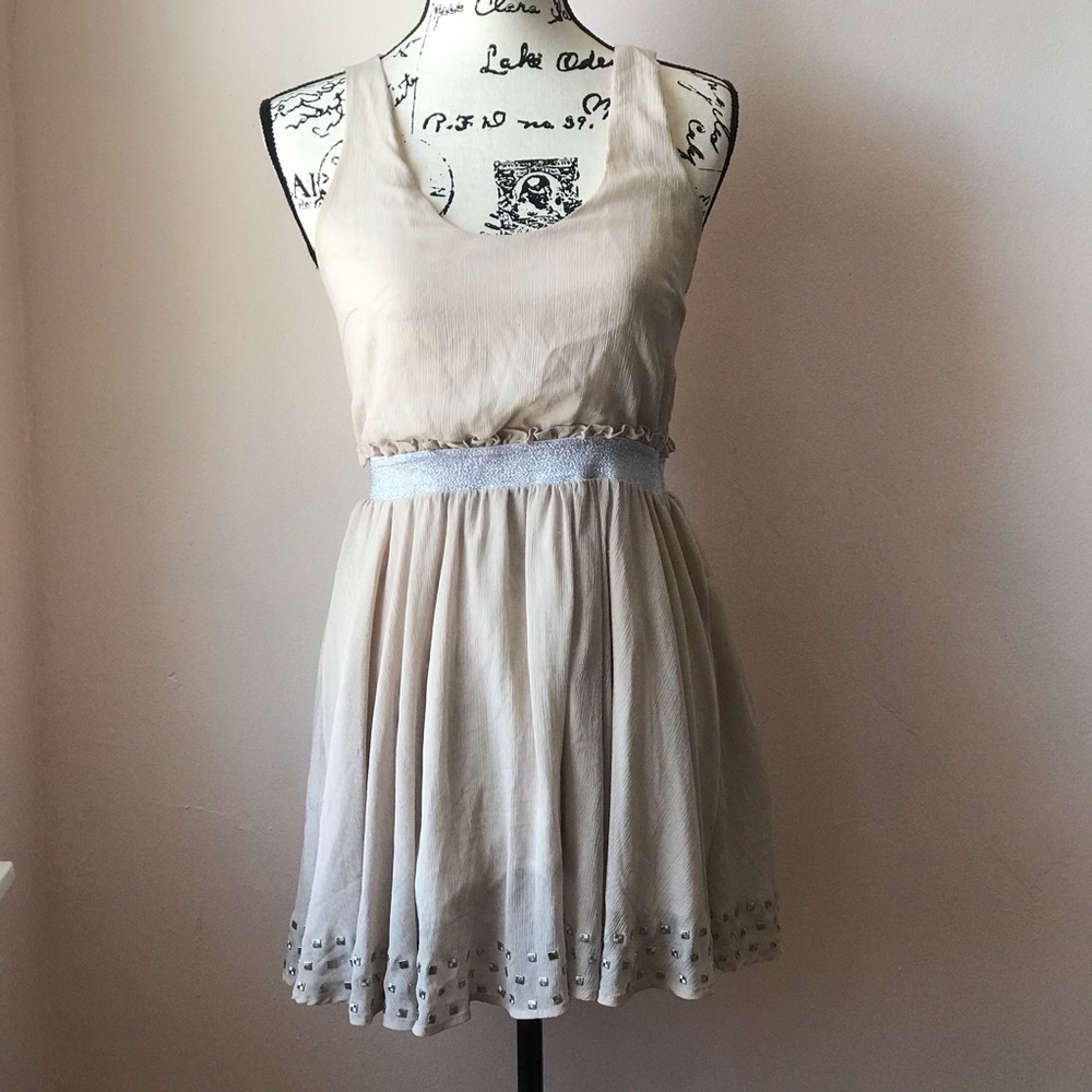 Luca Couture Cream Dress. Size Small